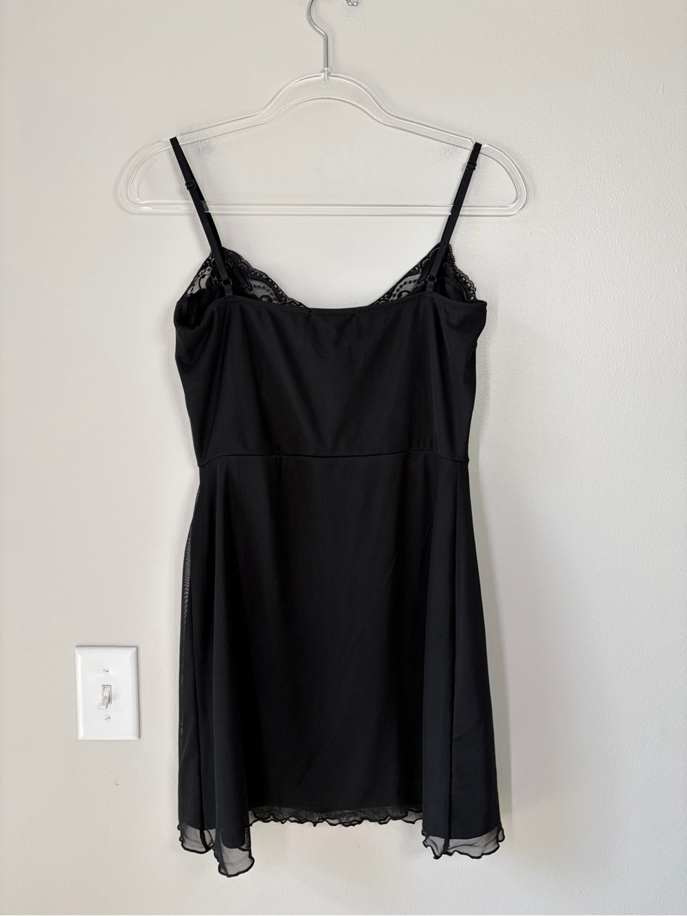 MOTEL Mesh Lace Black Lestari Mini Slip Dress Night Out Little Black Dress - Picture 3 of 13